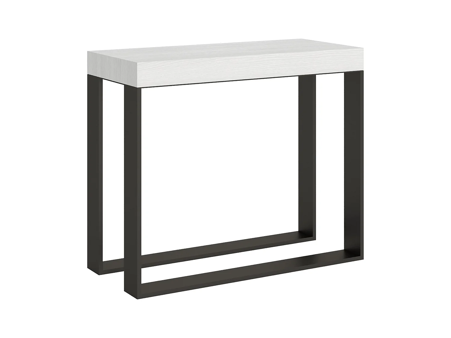 Console extensible 90x40/300 cm Elettra Frêne Blanc cadre Anthracite