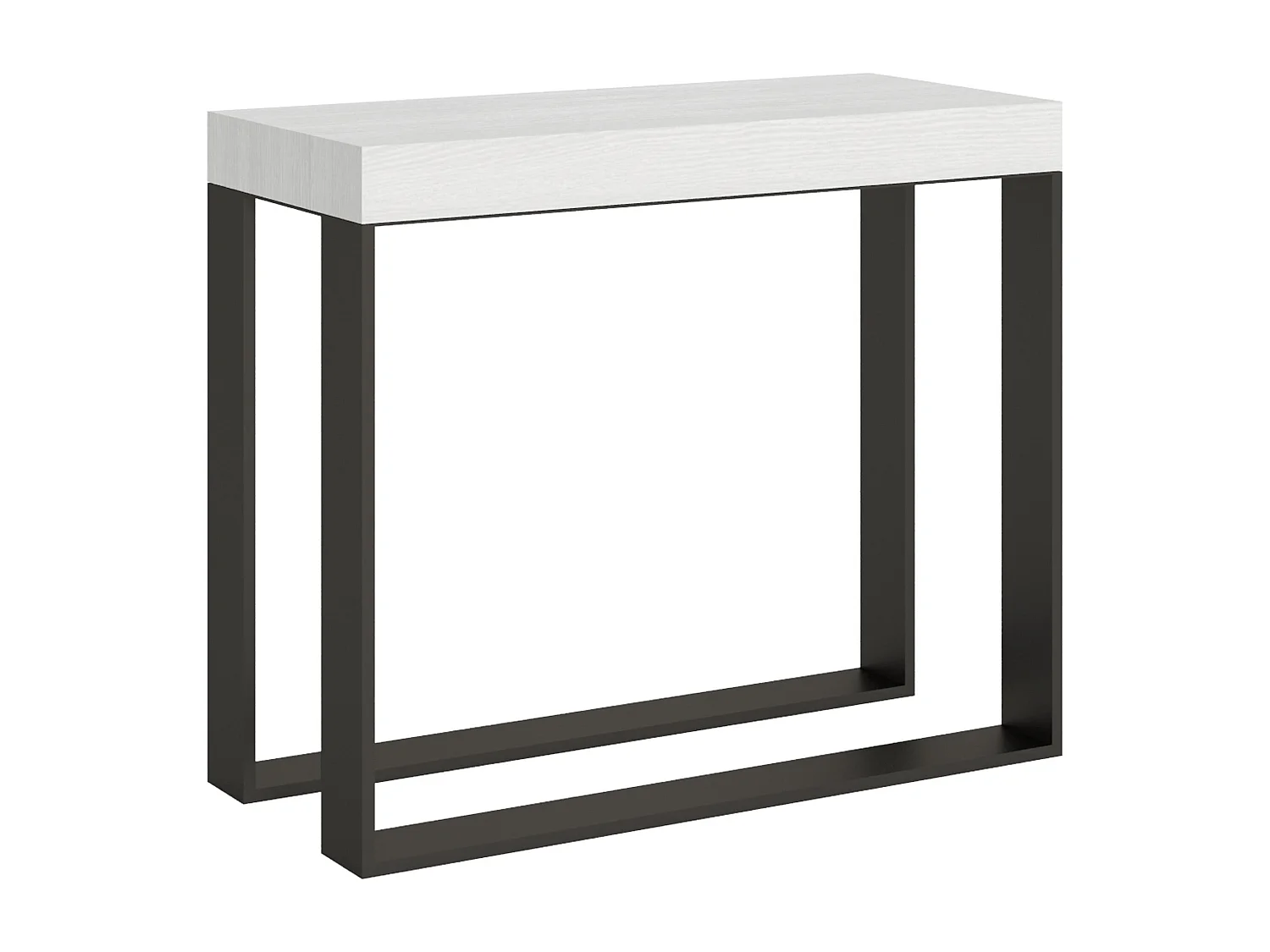 Console extensible 90x40/300 cm Elettra Frêne Blanc cadre Anthracite
