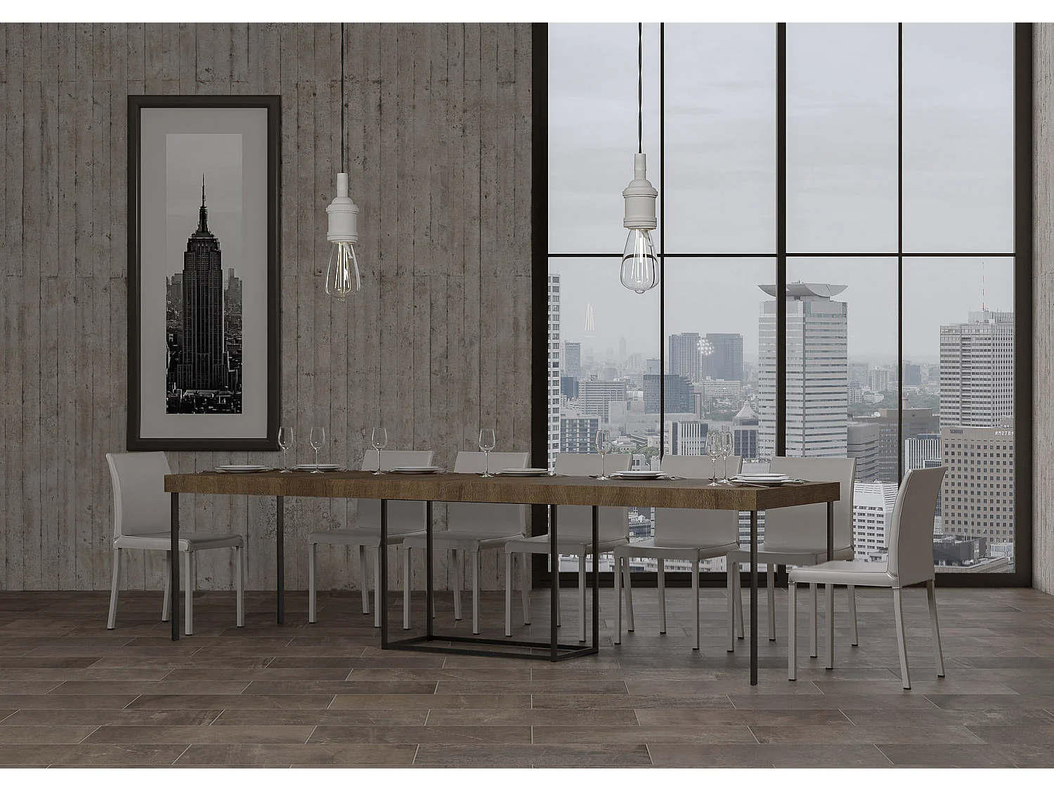 Rozkładana konsola 90x40/300 cm Nordica Premium Orzech Antracyt Struktura