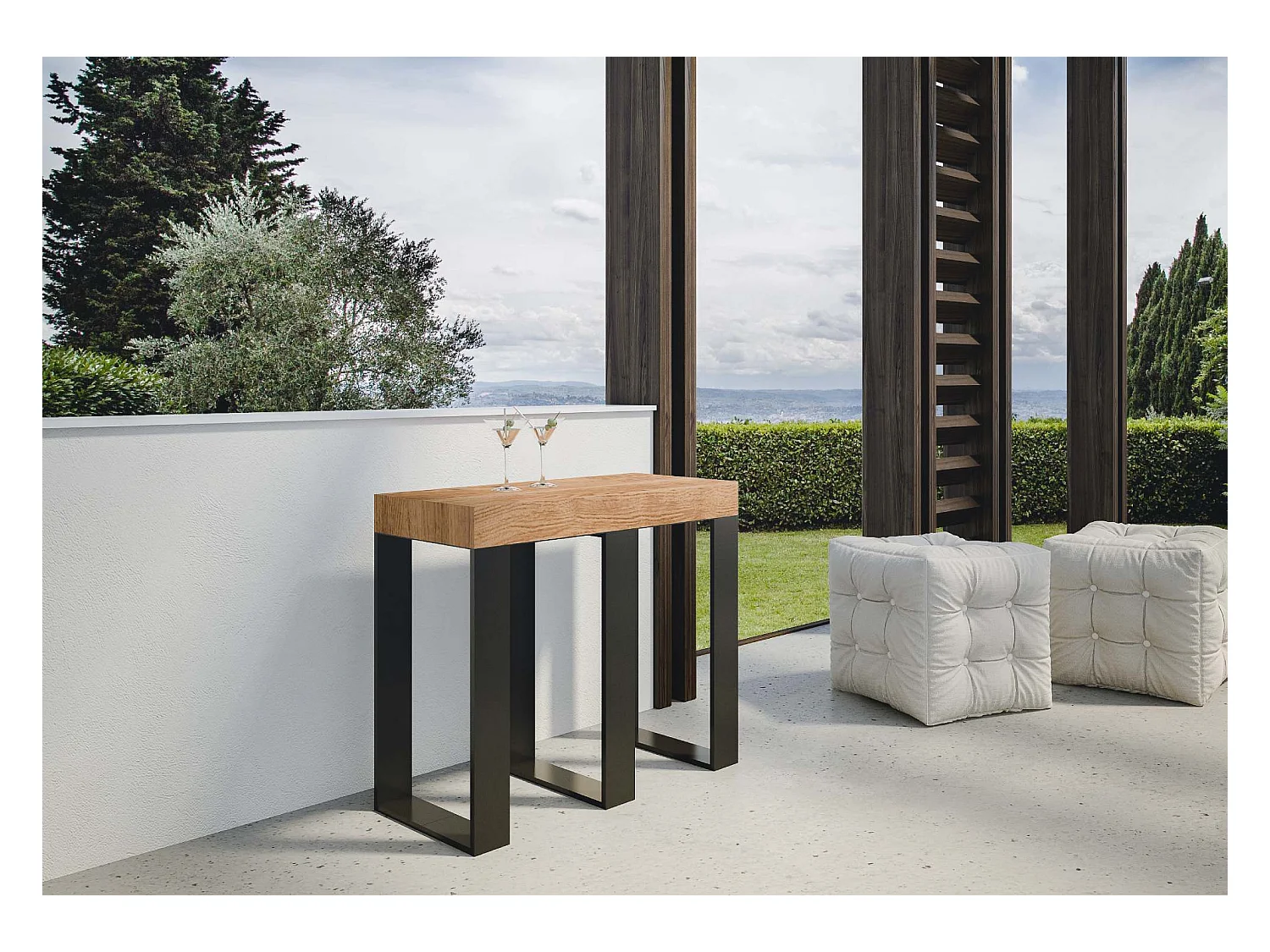 Console Primula Small Sapin Teinté cadre Anthracite