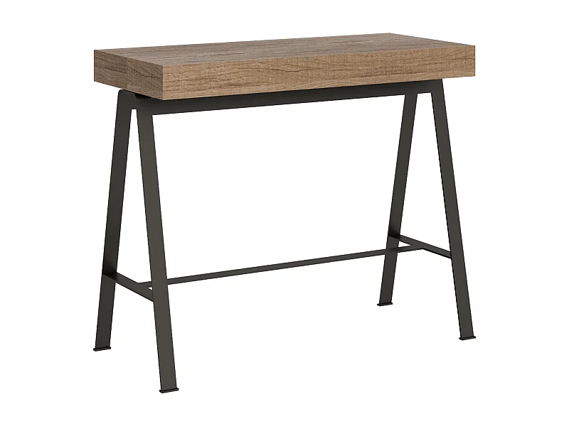 Rozkładana konsola 90x40/300 cm Ławka Premium Natural Dąb Struktura Antracyt