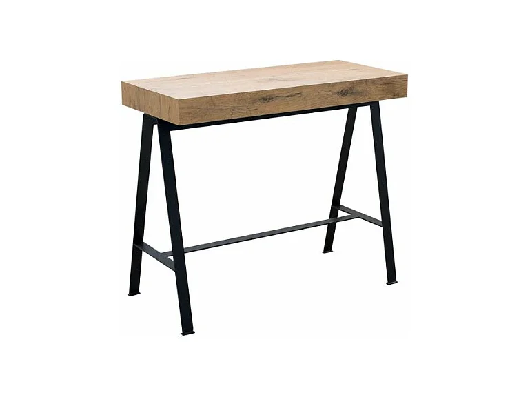 Rozkładana konsola 90x40/300 cm Ławka Premium Natural Dąb Struktura Antracyt