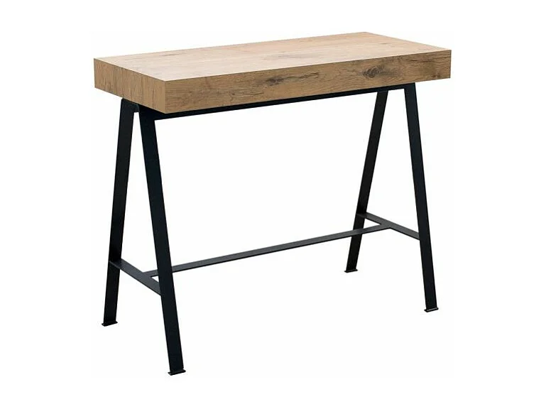 Rozkładana konsola 90x40/300 cm Ławka Premium Natural Dąb Struktura Antracyt