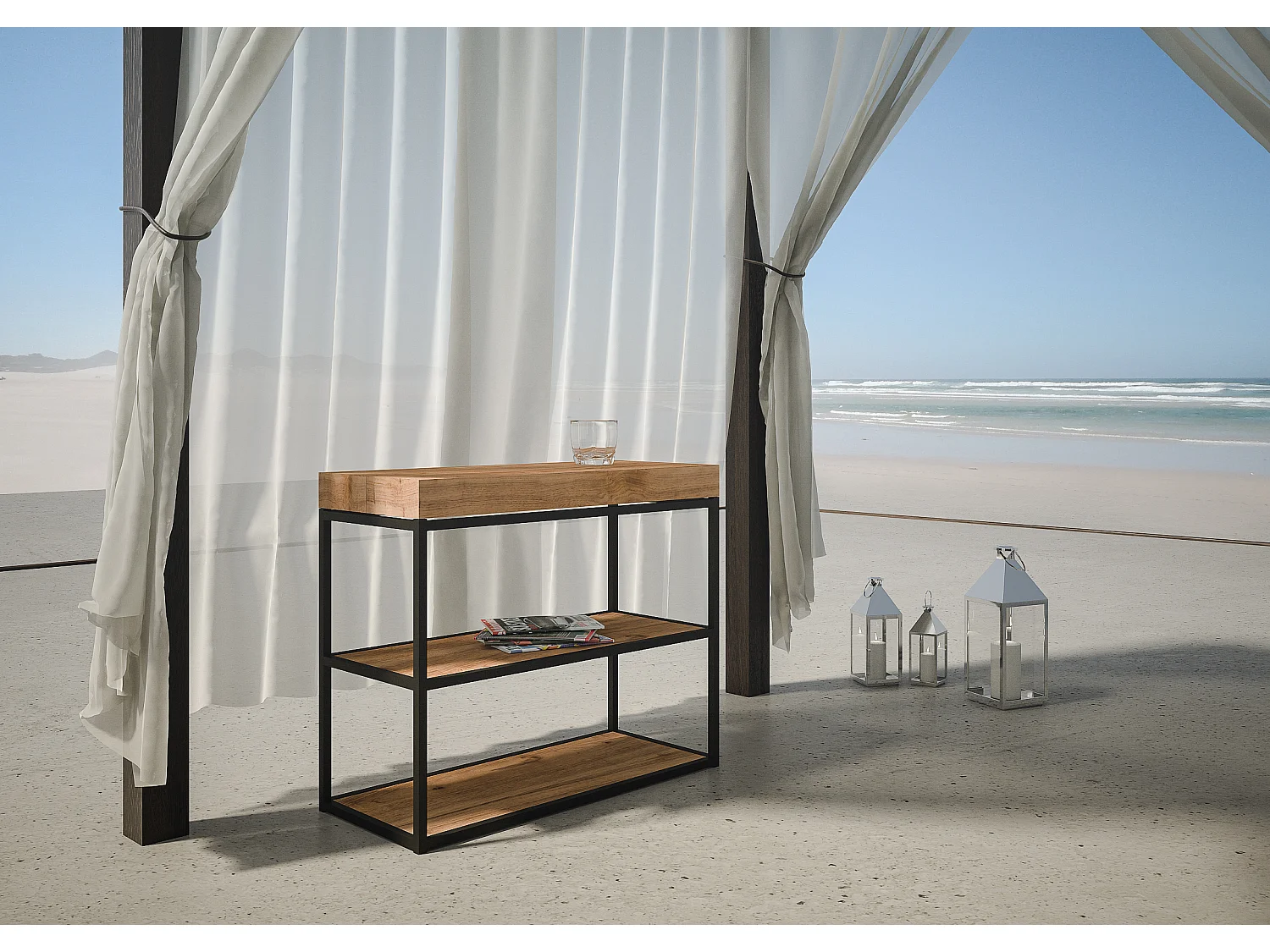 Console Camelia Small Sapin Teinté cadre Anthracite