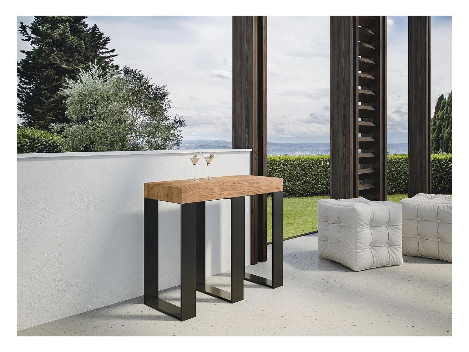 Console Primula Small Premium Sapin Teinté cadre Anthracite