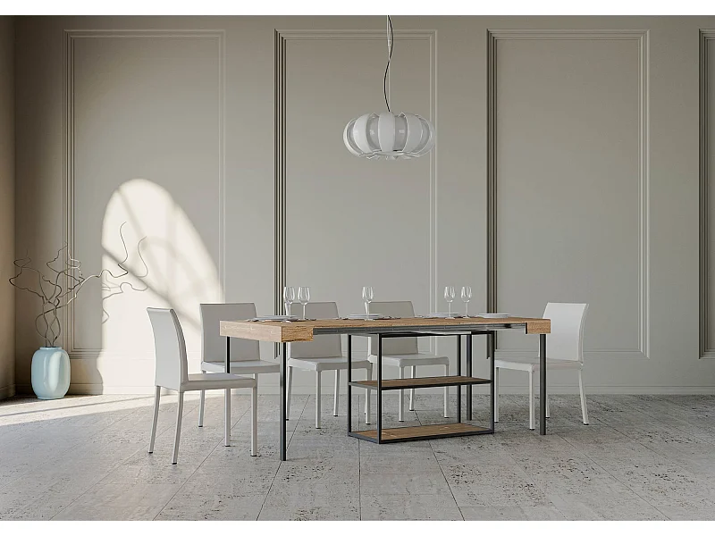 Consola extensible 90x40/196 cm Plano Small Roble Natural estructura Antracita