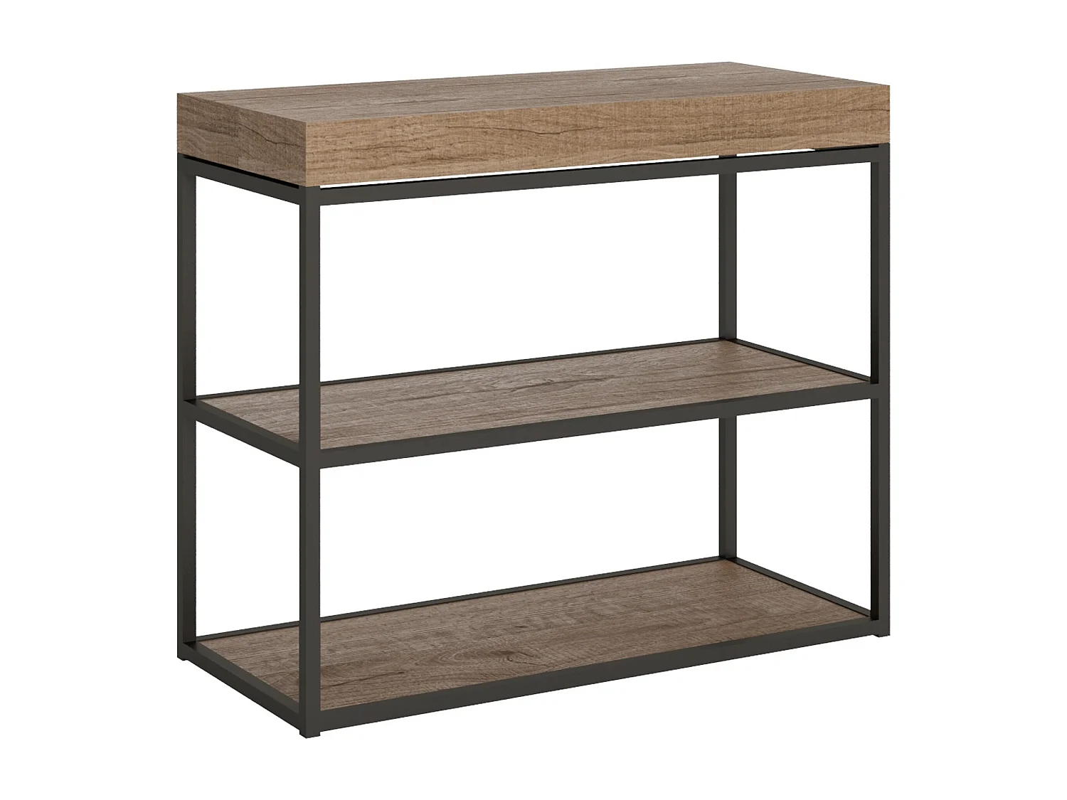 Console extensible 90x40/196 cm Plano Small Chêne Nature cadre Anthracite