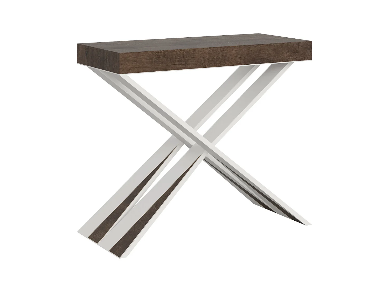 Console extensible 90x40/300 cm Diago Noyer cadre Blanc