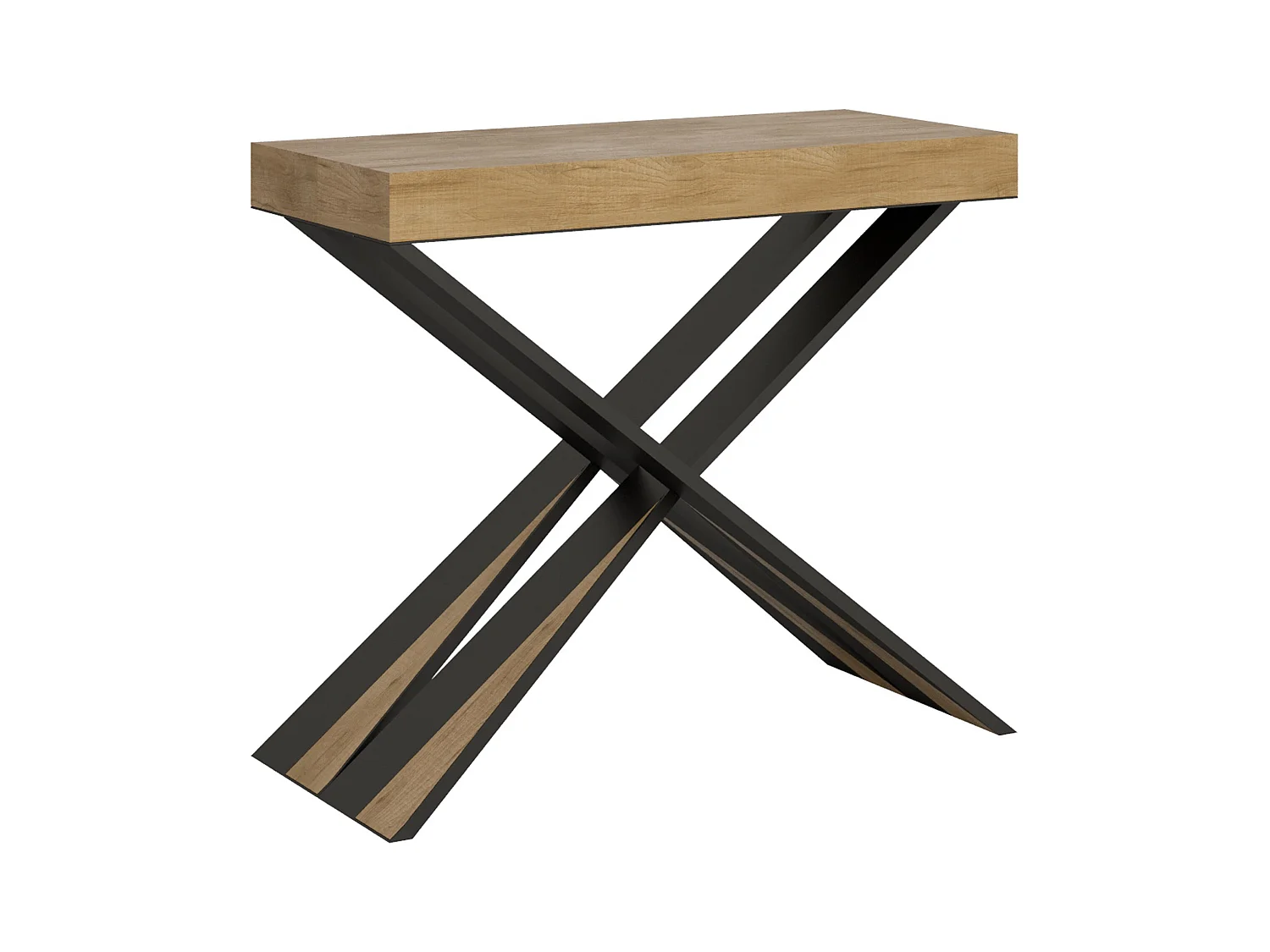 Console extensible 90x40/196 cm Diago Small Premium Chêne Nature cadre Anthracite