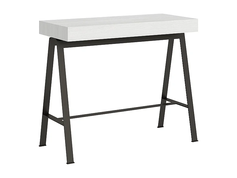 Console extensible 90x40/300 cm Banco Frêne Blanc cadre Anthracite