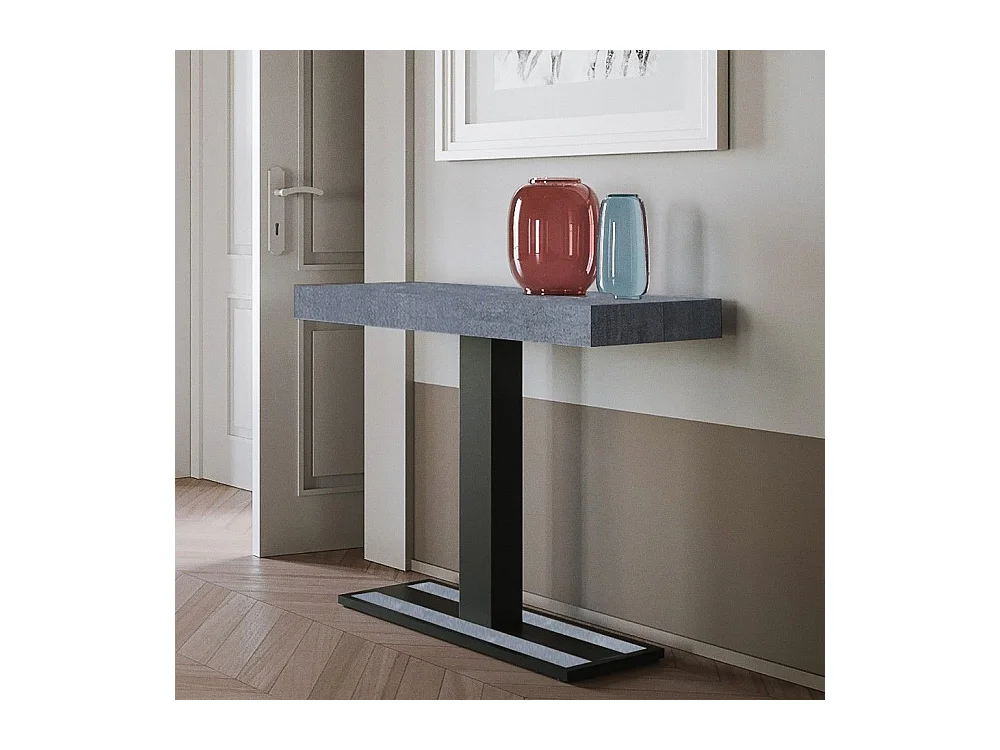 Console extensible 90x40/300 cm Capital Premium Gris Béton cadre Anthracite