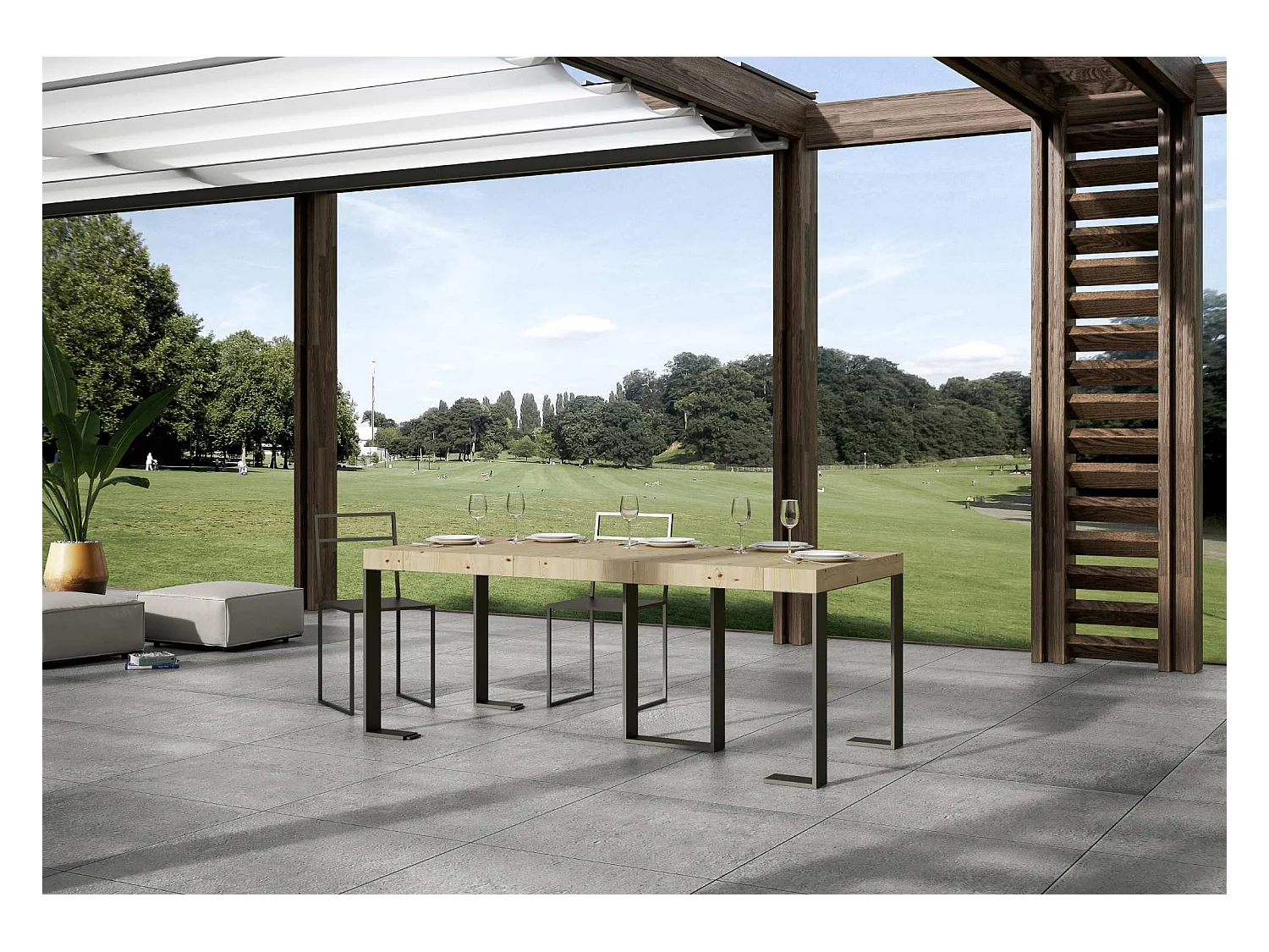 Console Primula Small Premium Sapin Nature cadre Anthracite