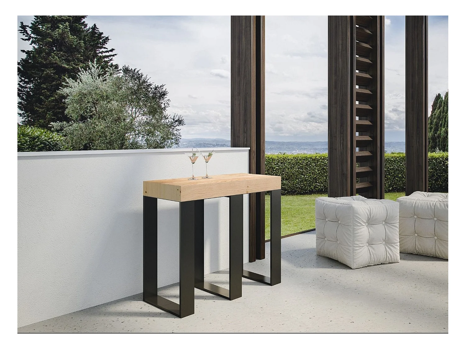 Console Primula Small Premium Sapin Nature cadre Anthracite