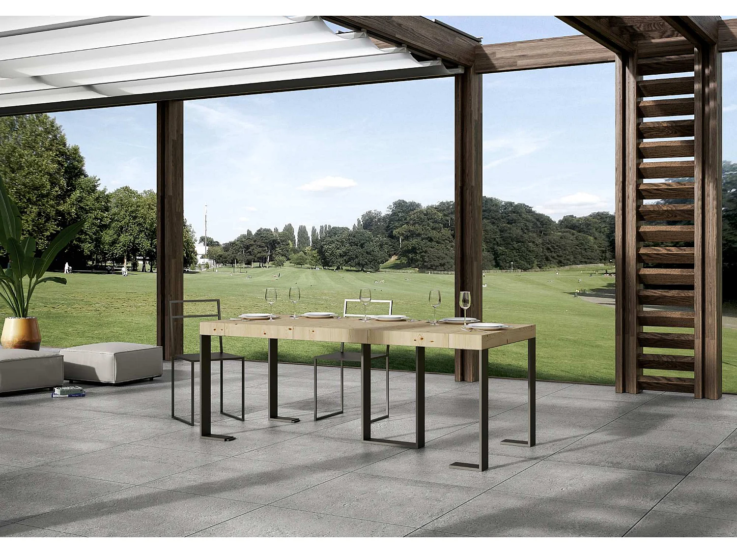 Console Primula Small Premium Sapin Nature cadre Anthracite