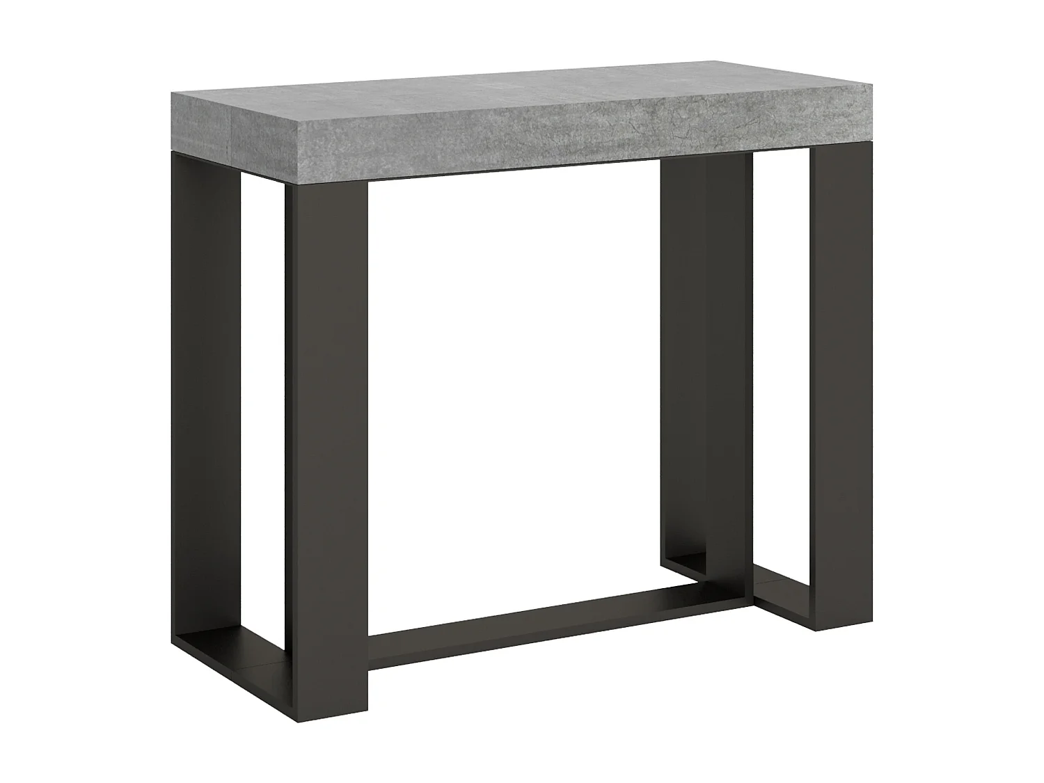 Console extensible 90x40/196 cm Futura Small Gris Béton cadre Anthracite