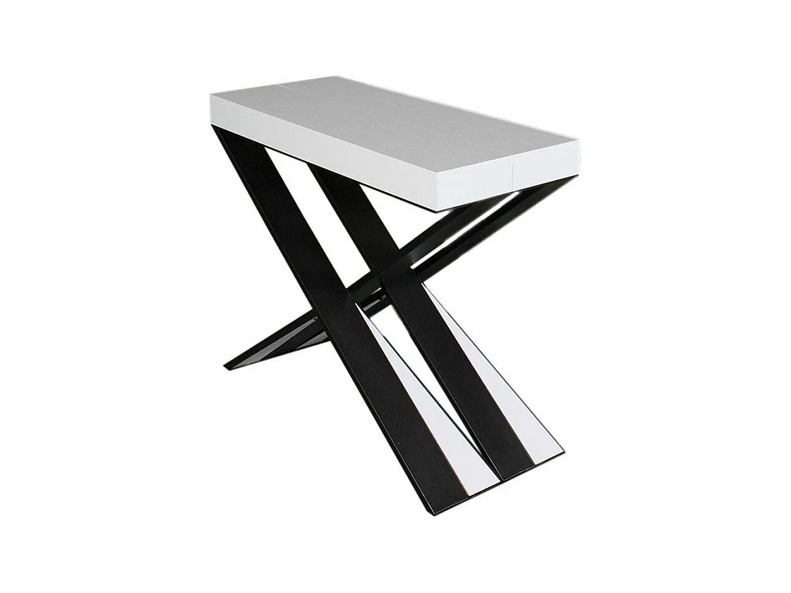 Console extensible 90x40/196 cm Diago Small Frêne Blanc cadre Anthracite