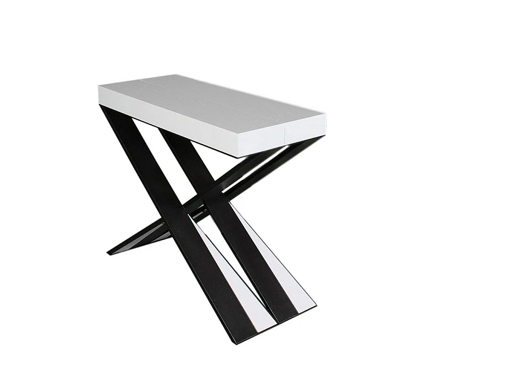 Konsola rozkładana 90x40/196 cm Diago Small Frassino biała rama w kolorze Antracytu