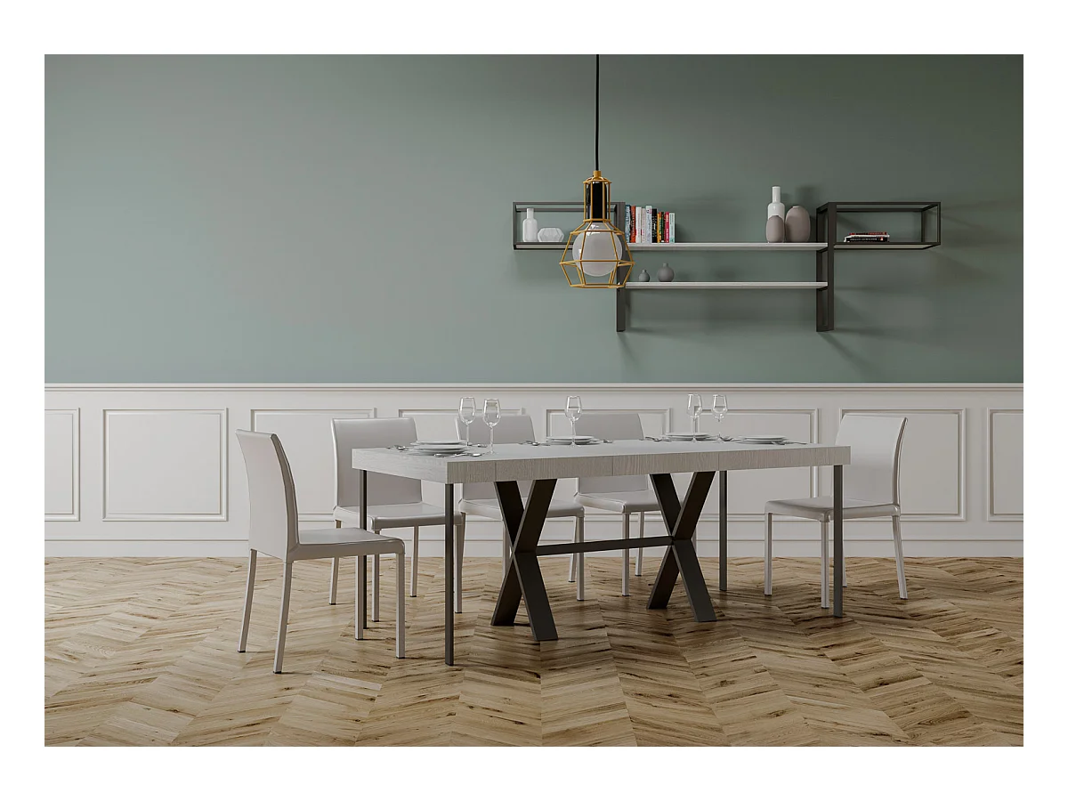 Konsola rozkładana 90x40/196 cm Xenia Small Premium White Ash Antracyt struktura