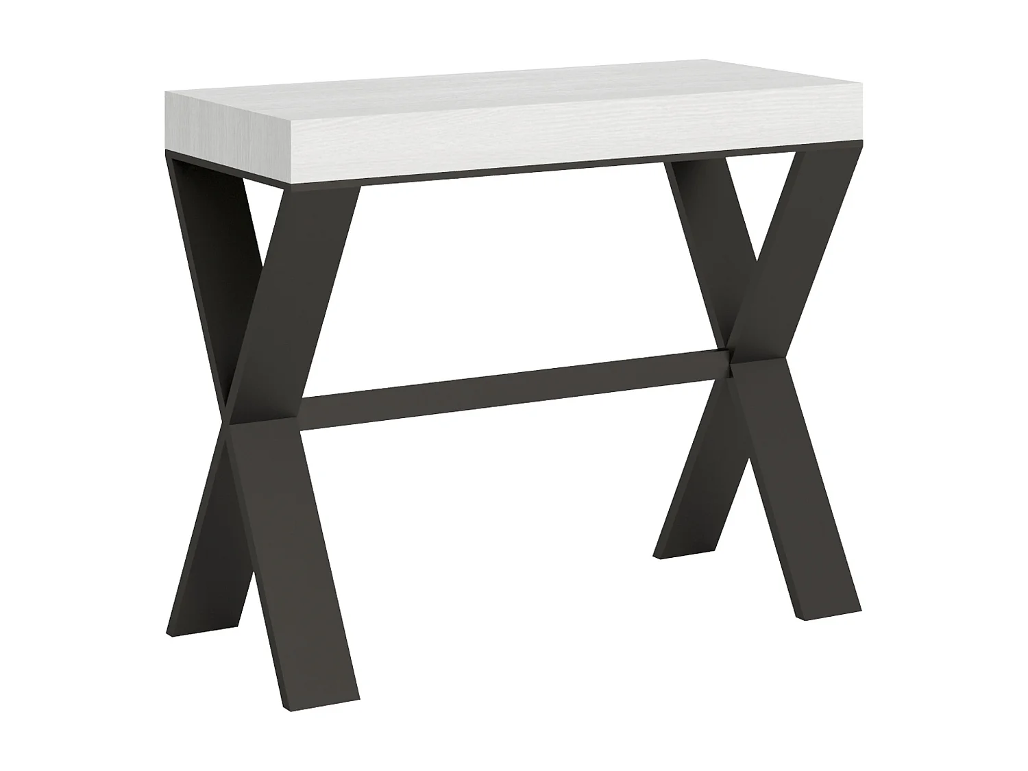 Consola extensible con patas en X Xenia 90x40/196 o 90x40/300 cm-Color Blanco-3 alargaderas gruesas