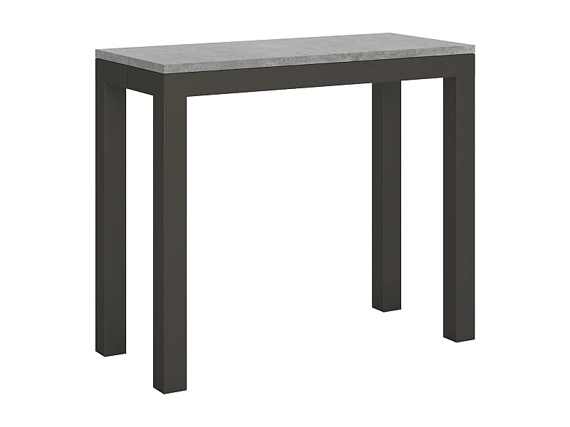 Console extensible 90x40/196 cm Everyday Small Evolution gris béton cadre anthracite