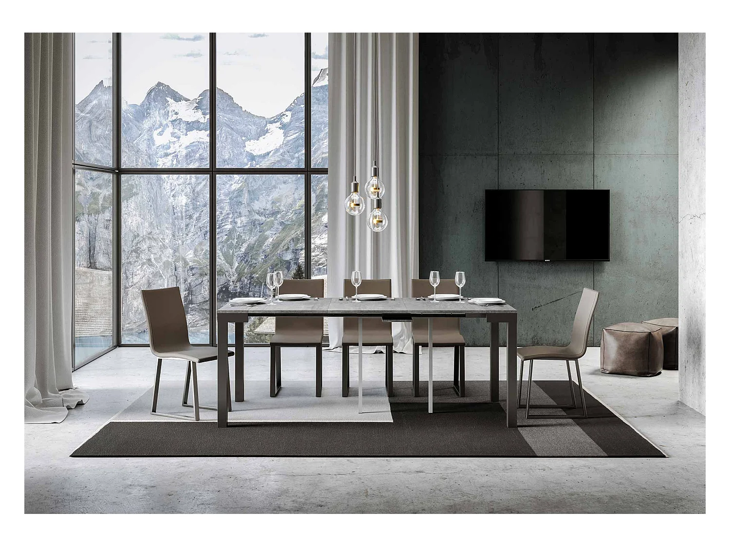 Konsola rozkładana 90x40/196 cm Everyday Small Evolution Cement rama Antracyt