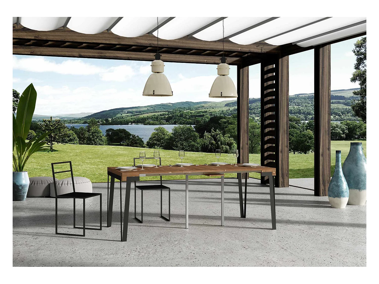 Rozkładana konsola 90x40/190 cm Rio Mała bejcowana jodła antracytowa