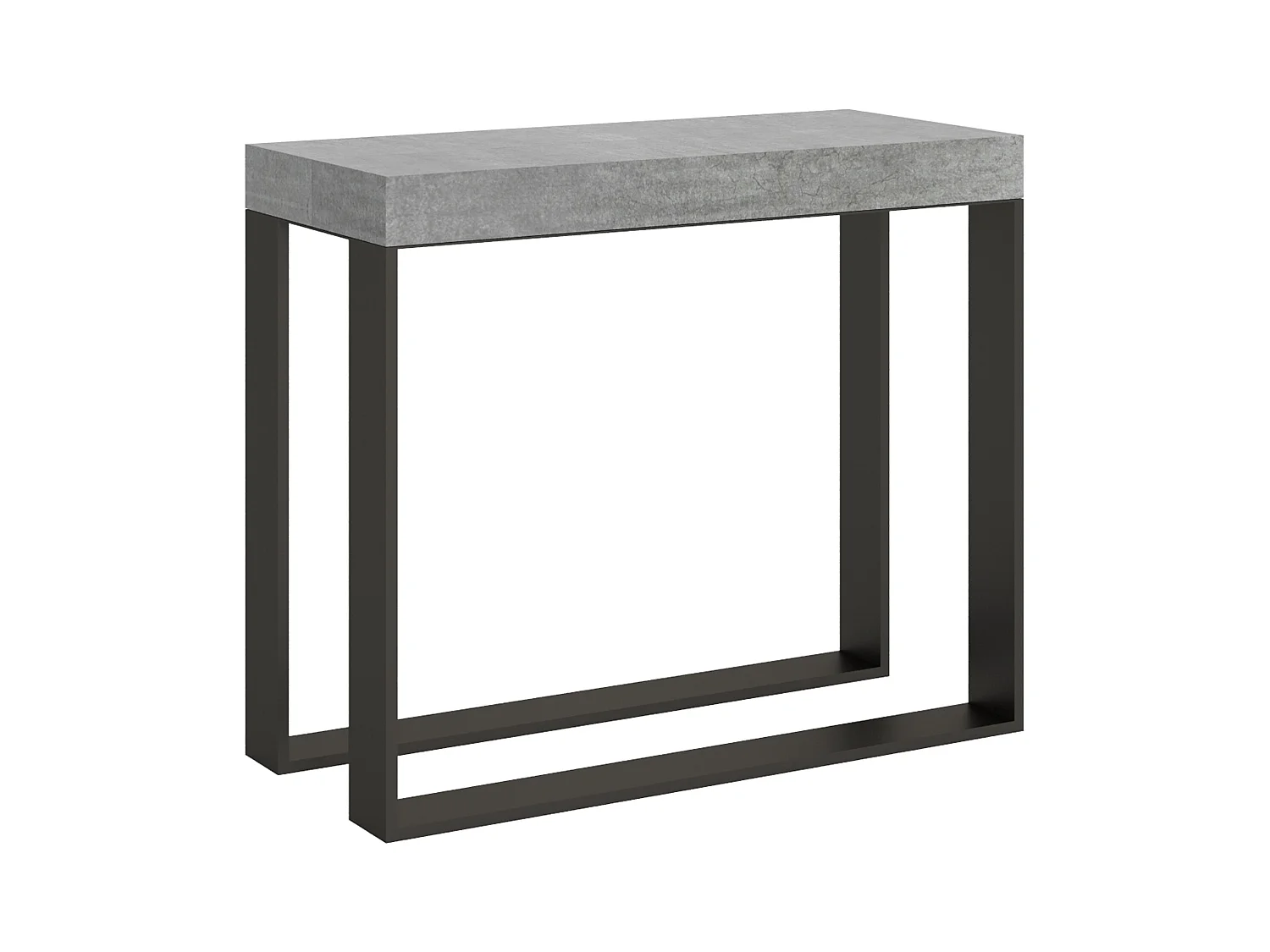 Console extensible 90x40/300 cm Elettra Gris Béton cadre Anthracite
