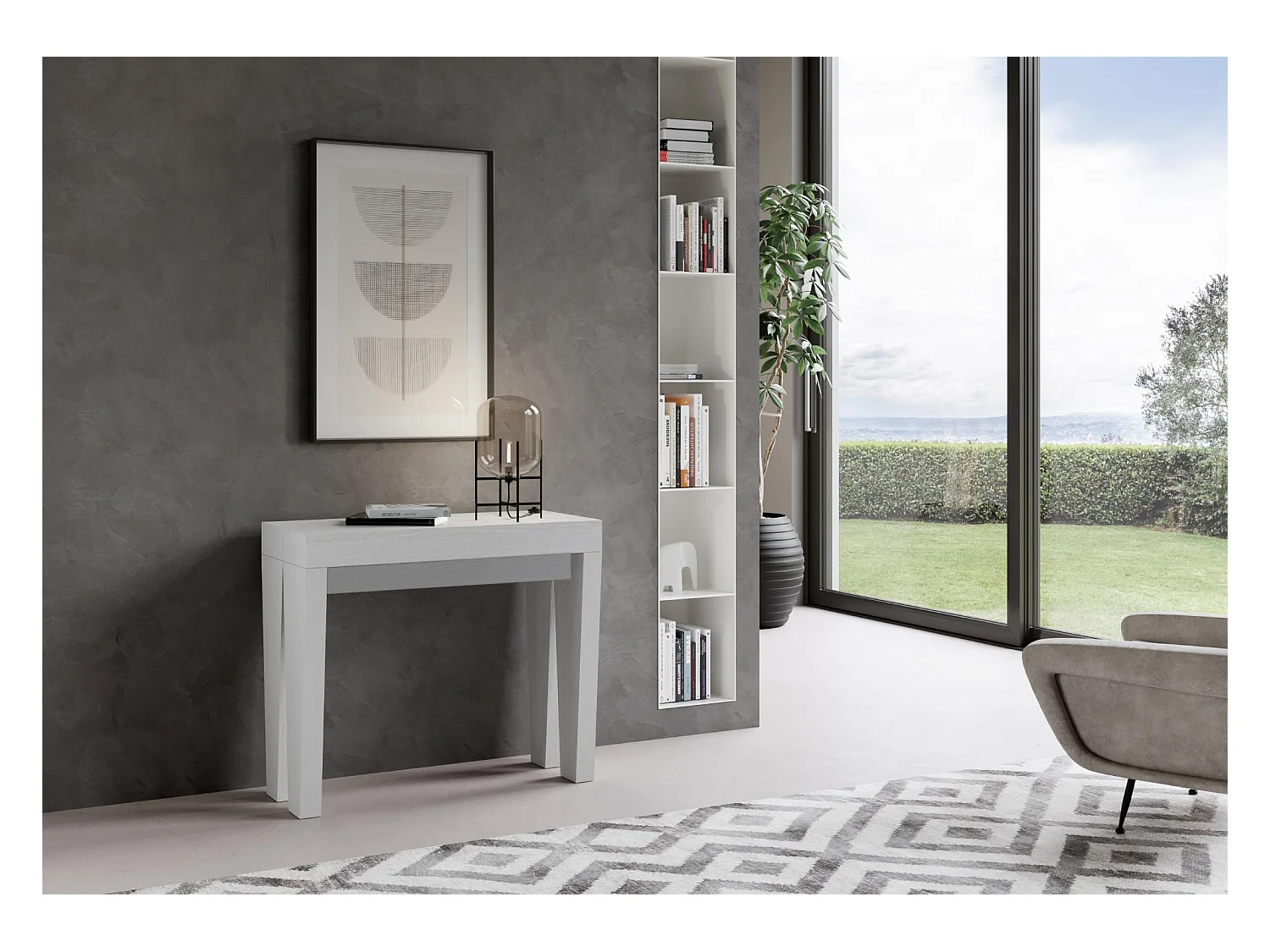 Ausziehbare Konsole 90x40/196 cm Spimbo Small White Ash