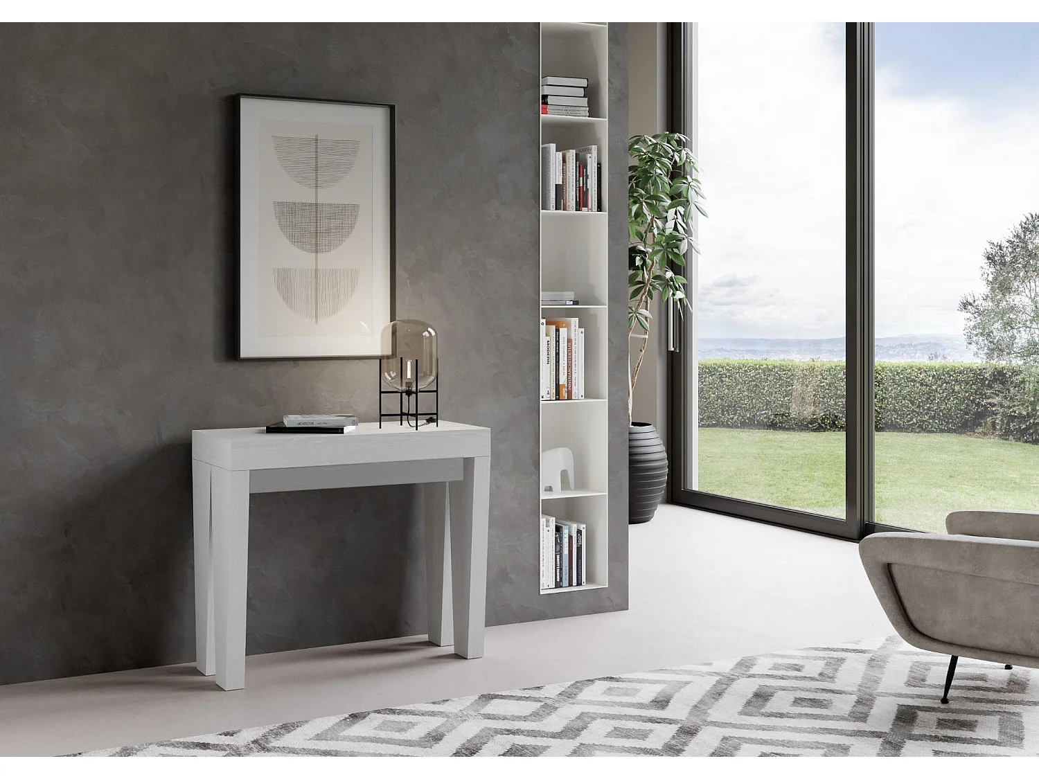Console extensible 90x40/196 cm Spimbo Small frêne blanc