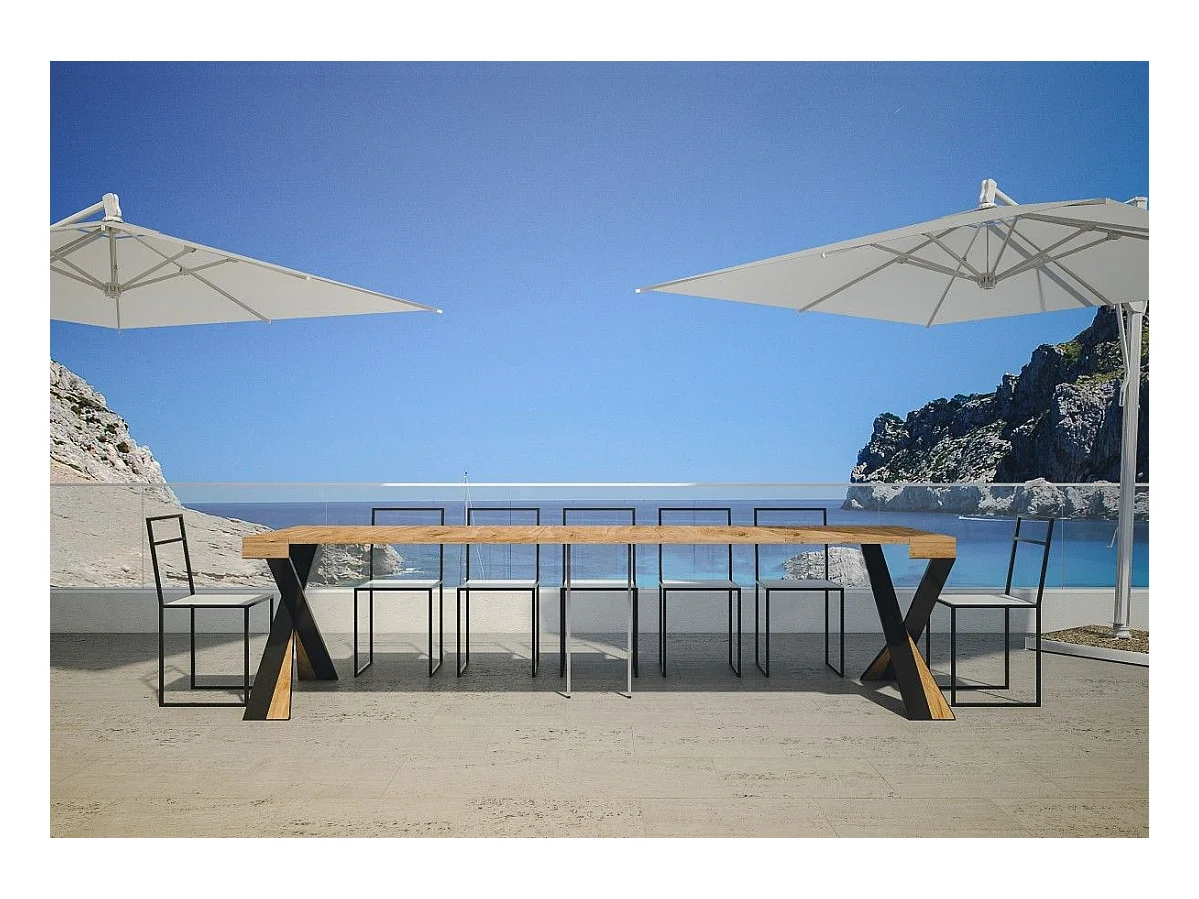 Ausziehbare Konsole 90x40/290 cm Diago-Gestell aus gefärbter Tanne in Anthrazit