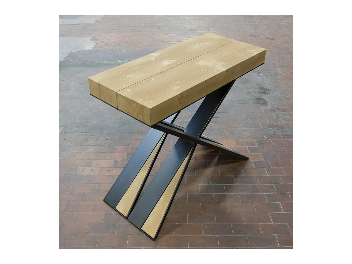 Ausziehbare Konsole 90x40/290 cm Diago-Gestell aus gefärbter Tanne in Anthrazit