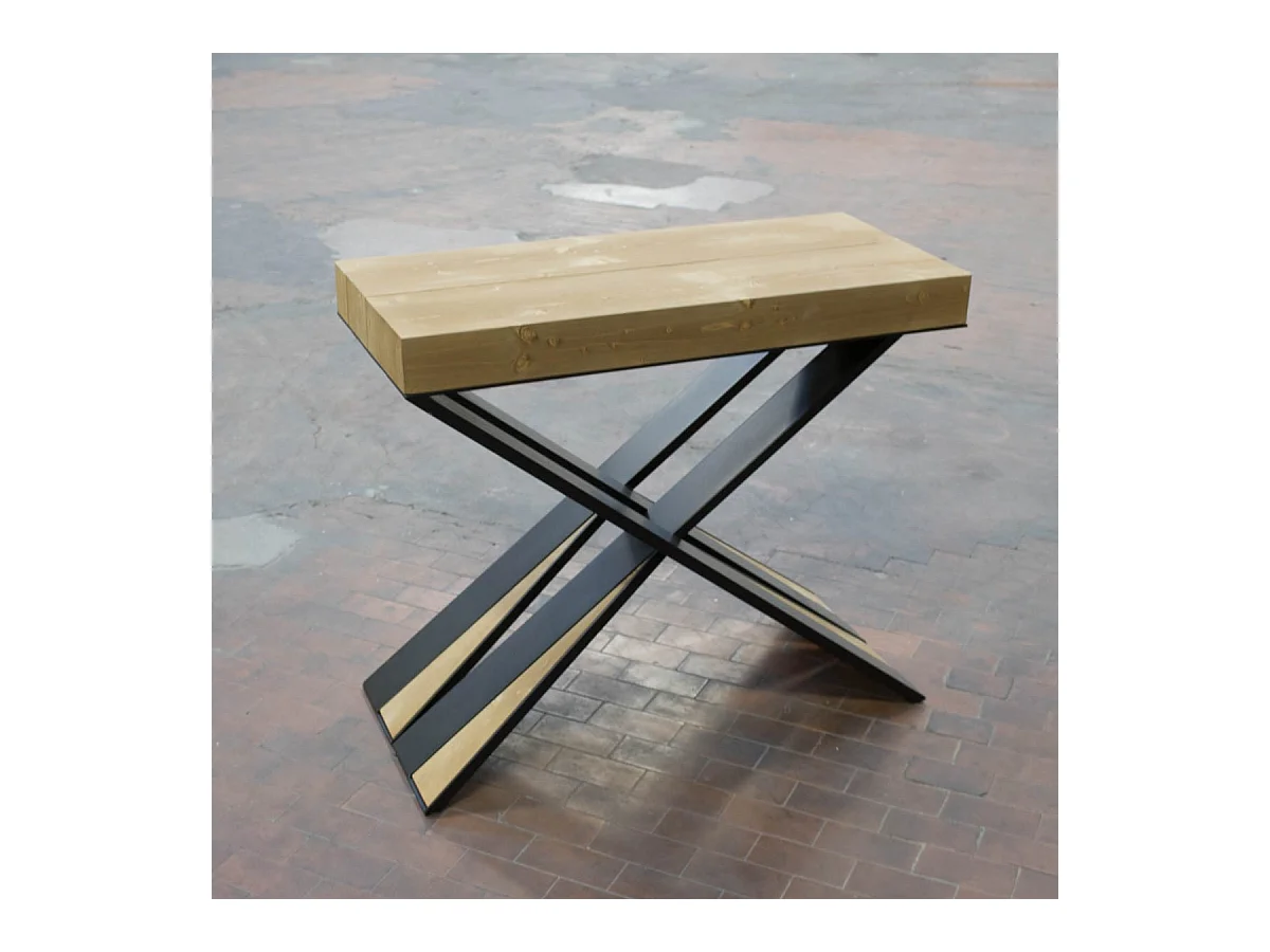 Ausziehbare Konsole 90x40/290 cm Diago-Gestell aus gefärbter Tanne in Anthrazit