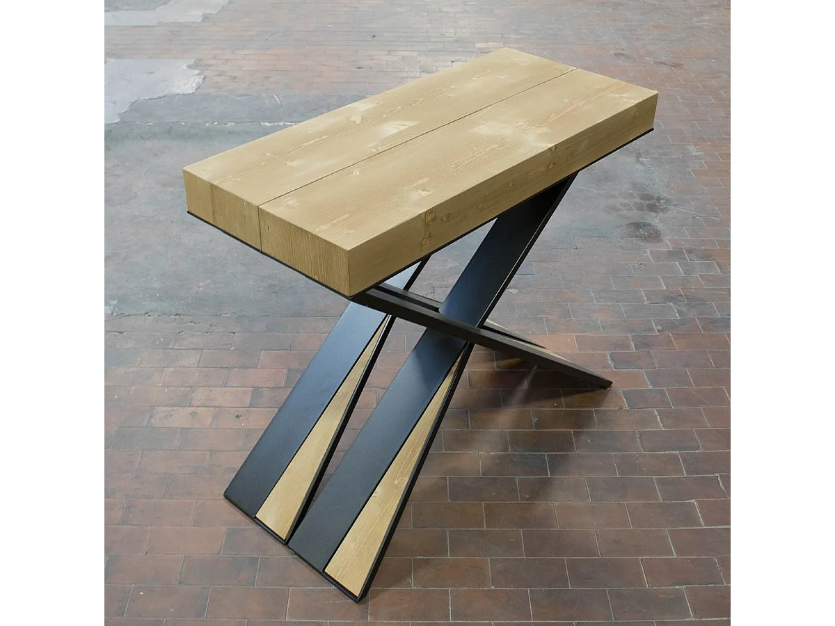 Uitschuifbare sidetable 90x40/290 cm Diago Geverfde Spar met antraciet frame