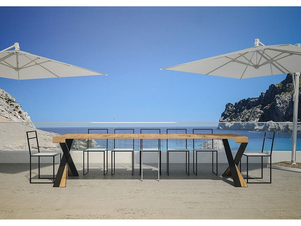 Uitschuifbare sidetable 90x40/290 cm Diago Geverfde Spar met antraciet frame