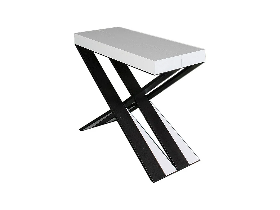 Ausziehbare Konsole 90x40/300 cm Diago Weiß Esche Anthrazit Rahmen