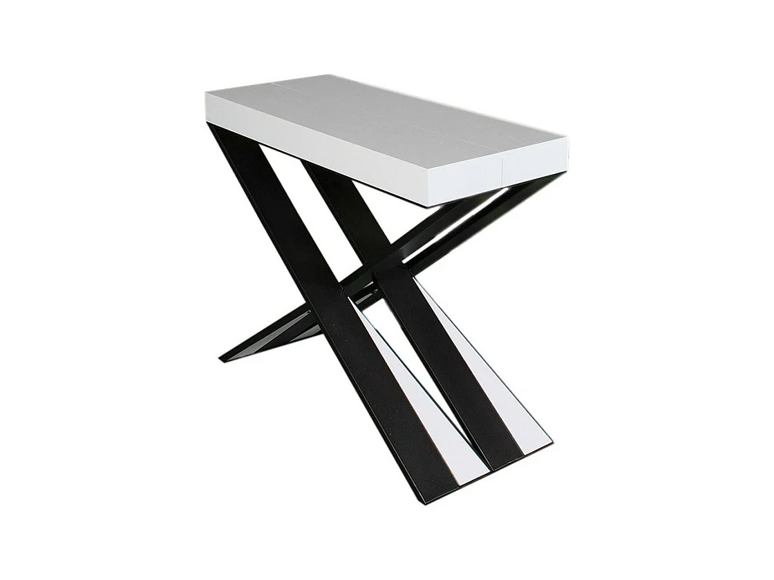 Ausziehbare Konsole 90x40/300 cm Diago Weiß Esche Anthrazit Rahmen