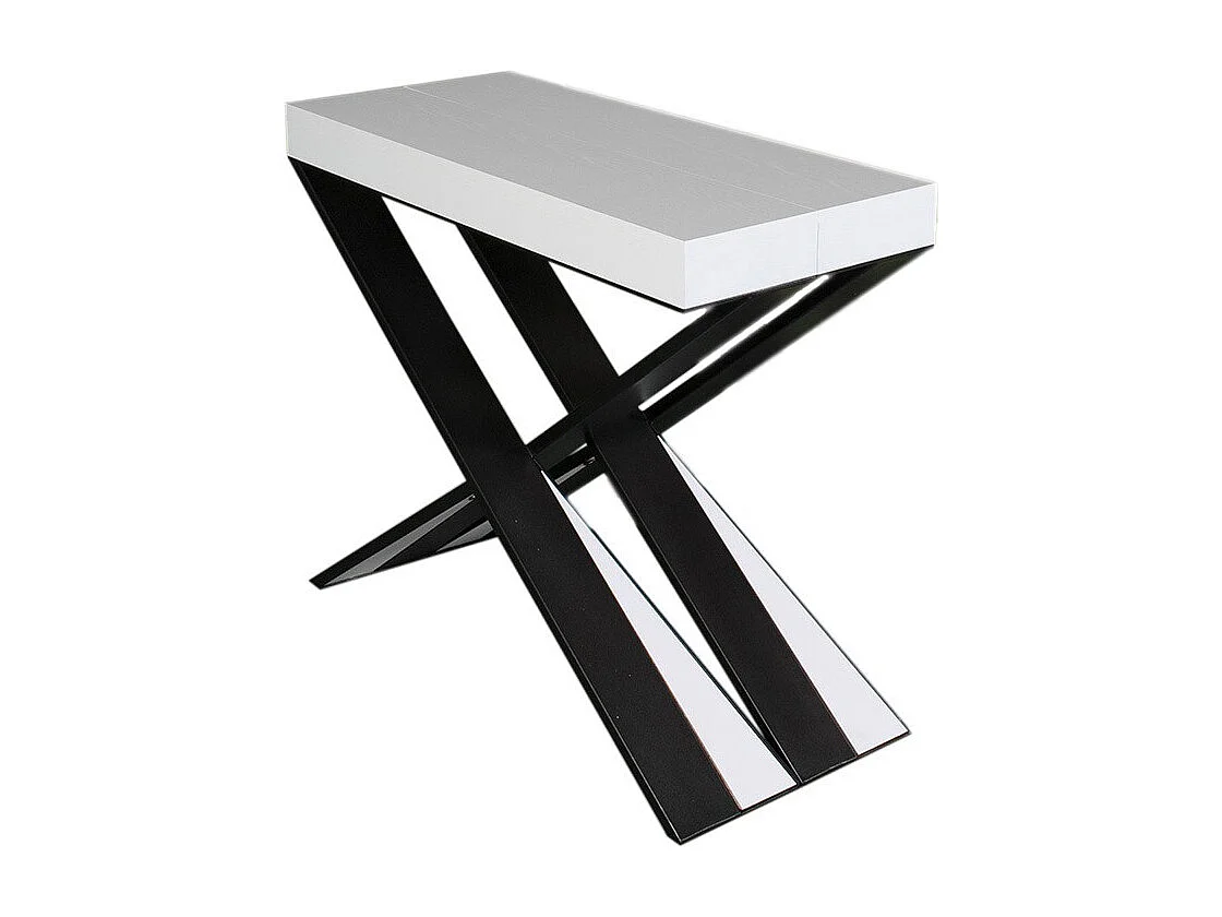 Console extensible 90x40/300 cm Diago frêne blanc pieds anthracite