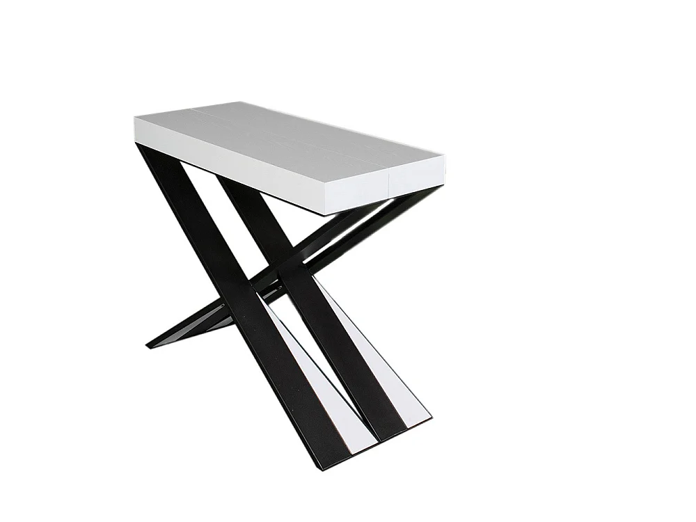Konsola rozkładana 90x40/300 cm Diago Frassino biała rama w kolorze Antracytu