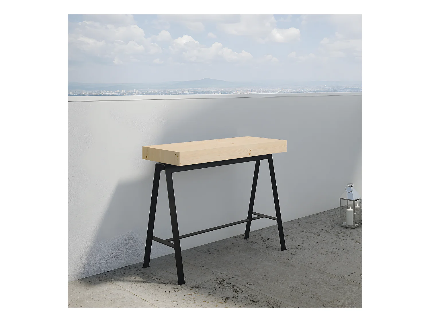 Console Iris Sapin Nature cadre Anthracite