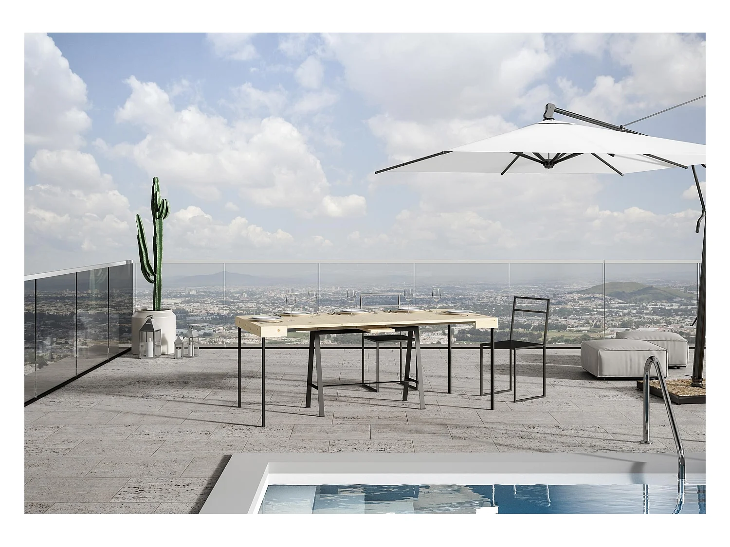 Console Iris Sapin Nature cadre Anthracite