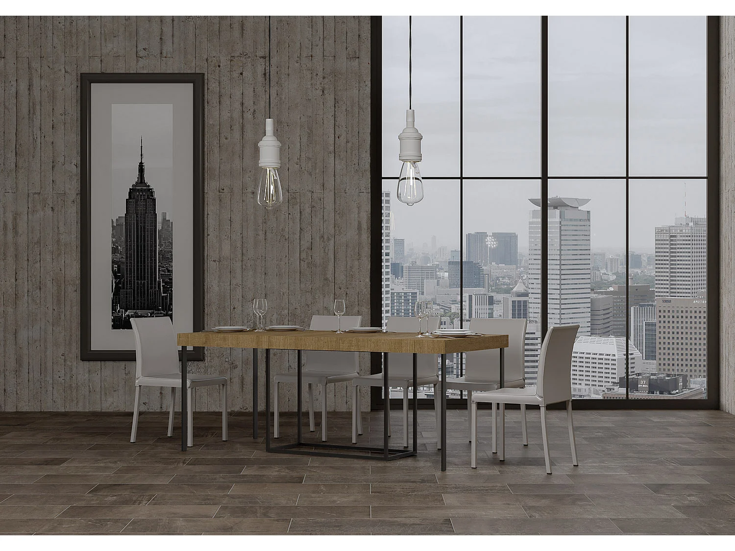 Konsola rozkładana 90x40/300 cm Nordica Premium Dąb Naturalny Struktura Antracyt