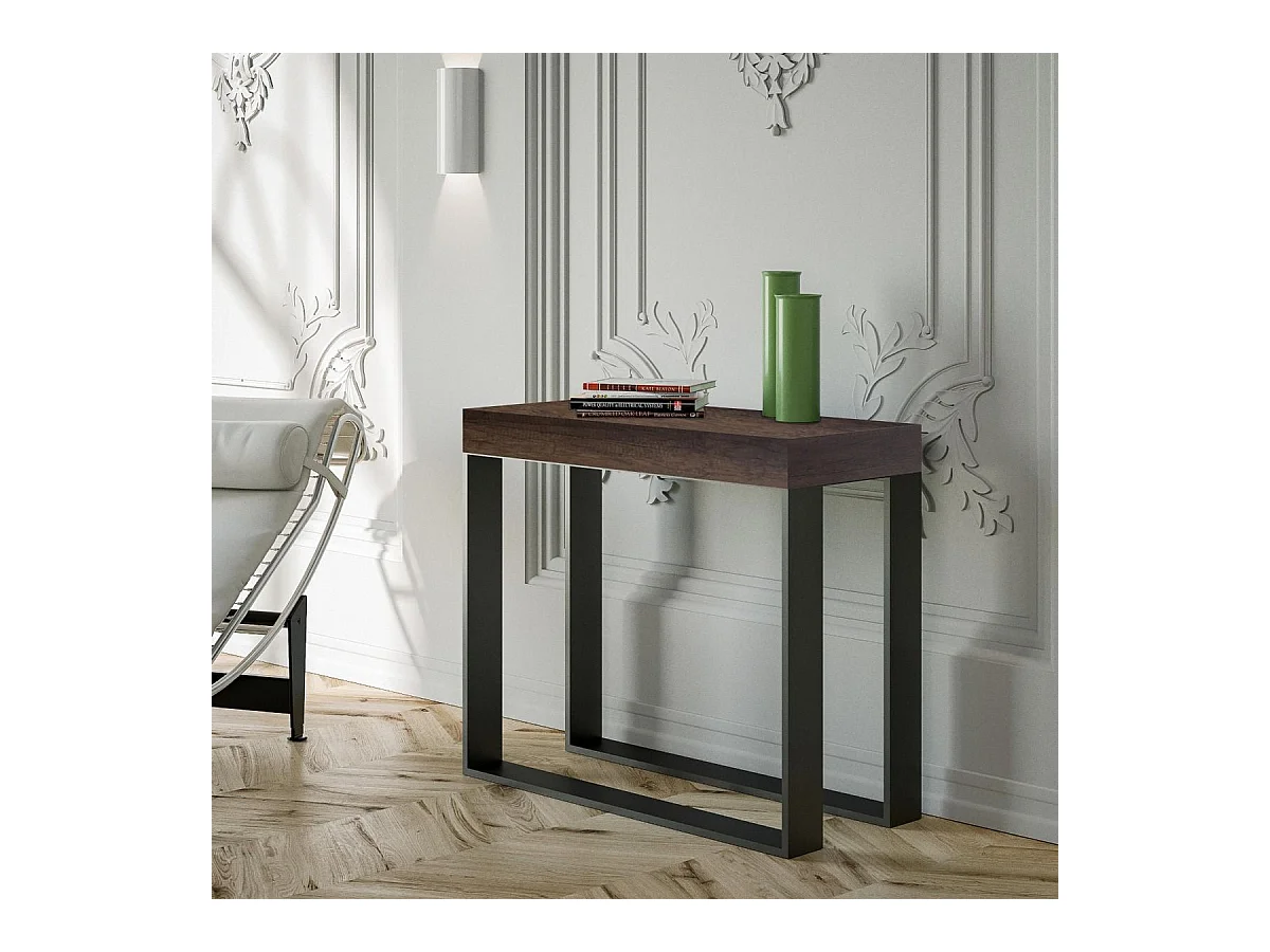 Consolle allungabile 90x40/196 cm Elettra Small Premium Noce telaio Antracite