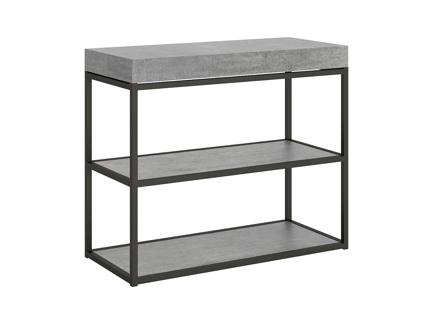 Console extensible 90x40/300 cm Plano Premium Gris Béton cadre Anthracite