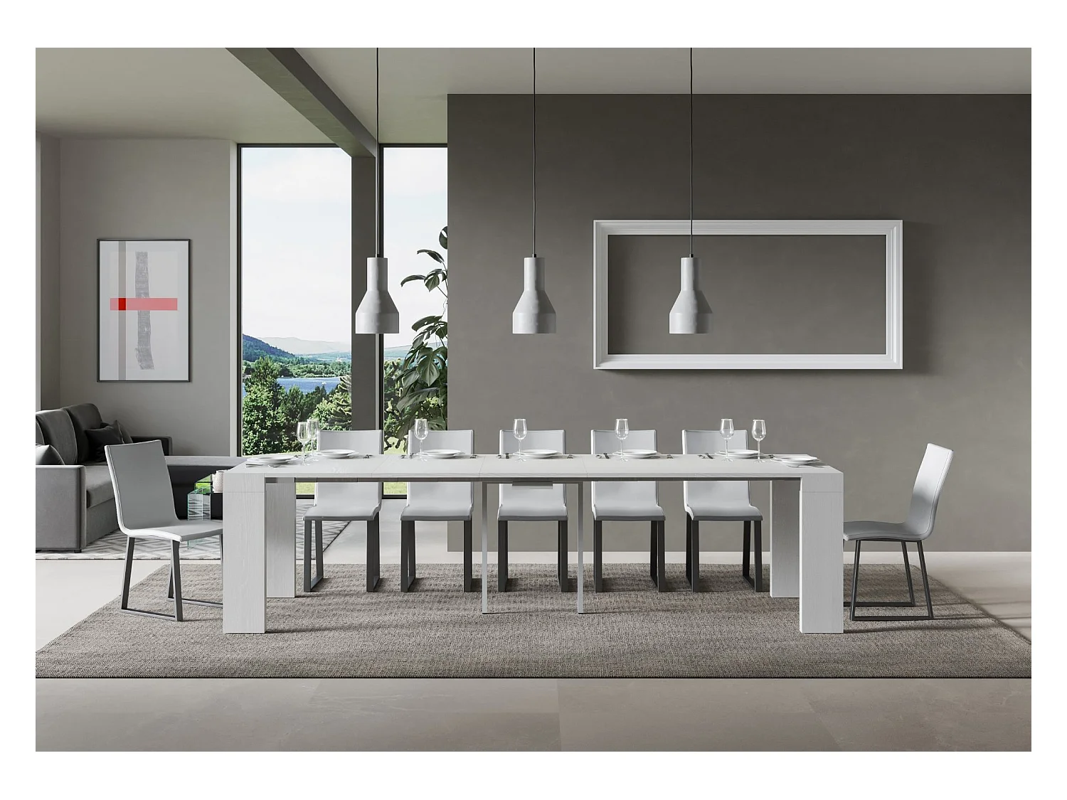 Ausziehbare Konsole 90x40/300 cm Roxell White Ash