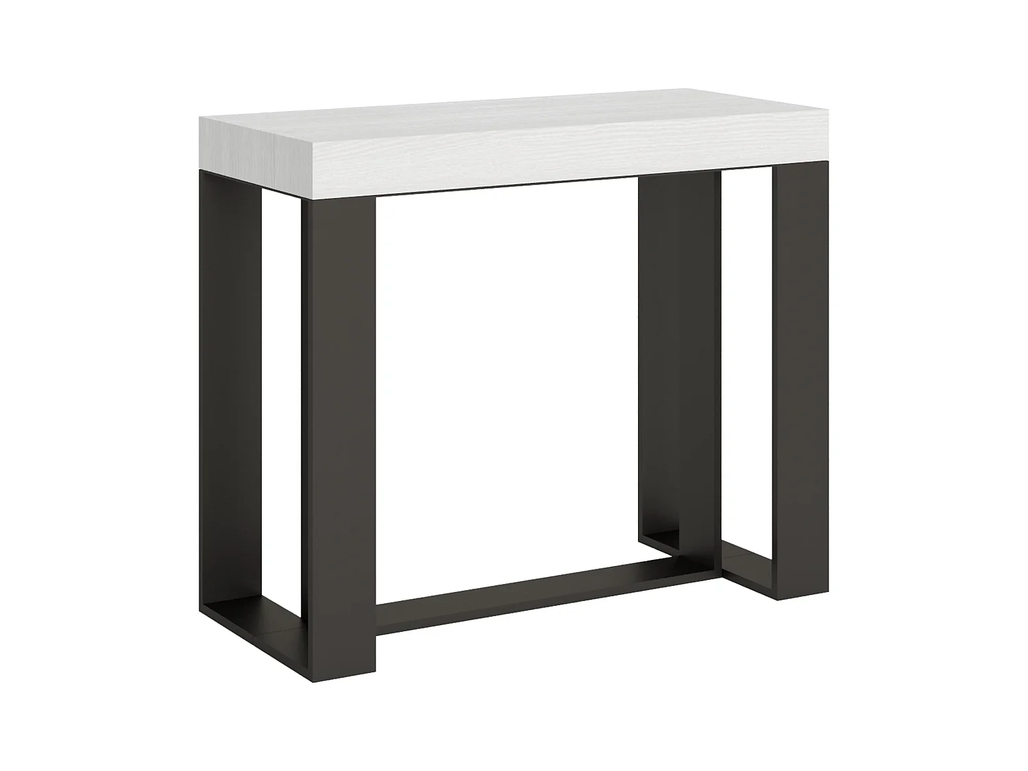 Console extensible 90x40/300 cm Futura Frêne Blanc cadre Anthracite