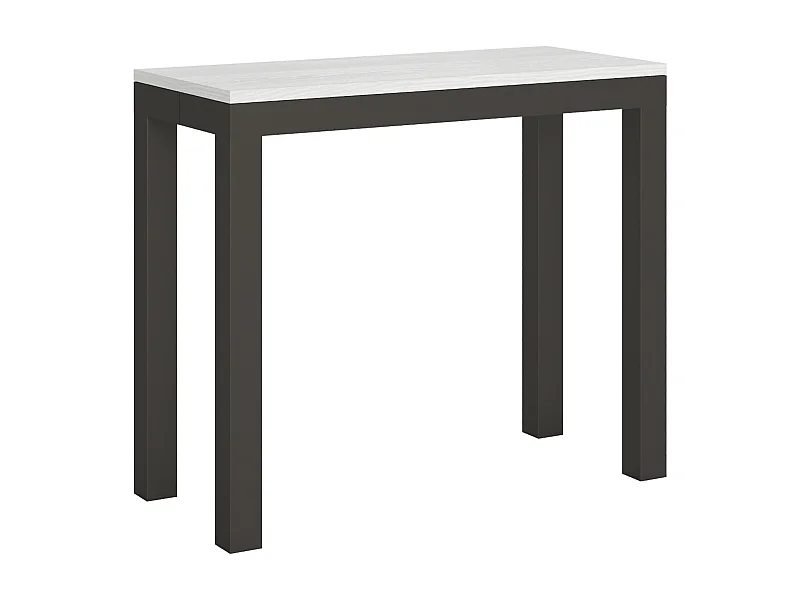 Console extensible 90x40/196 cm Everyday Small Evolution frêne blanc cadre anthracite