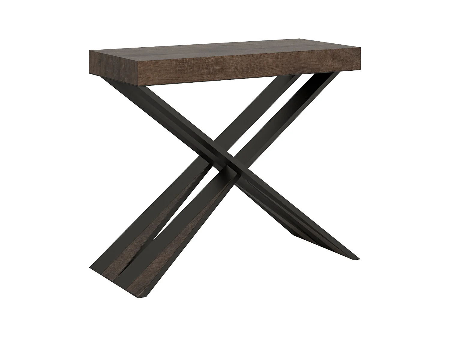Console extensible 90x40/196 cm Diago Small Premium Noyer cadre Anthracite