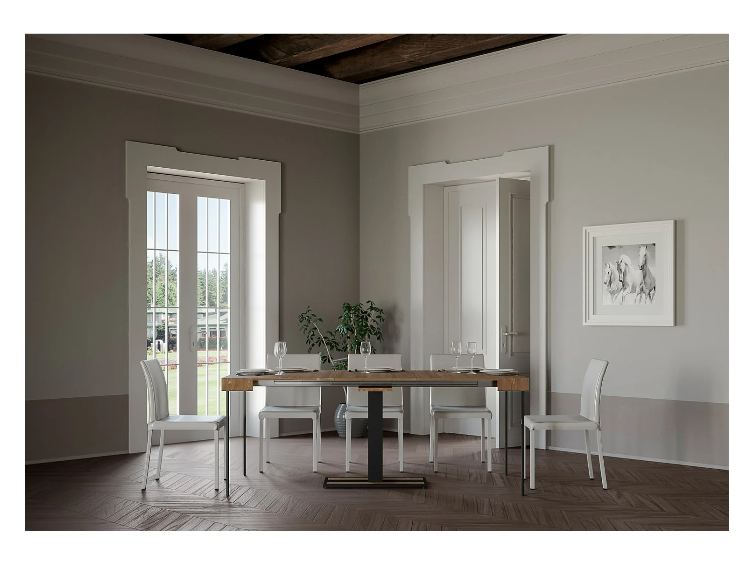 Console Mimosa Small Sapin Teinté cadre Anthracite