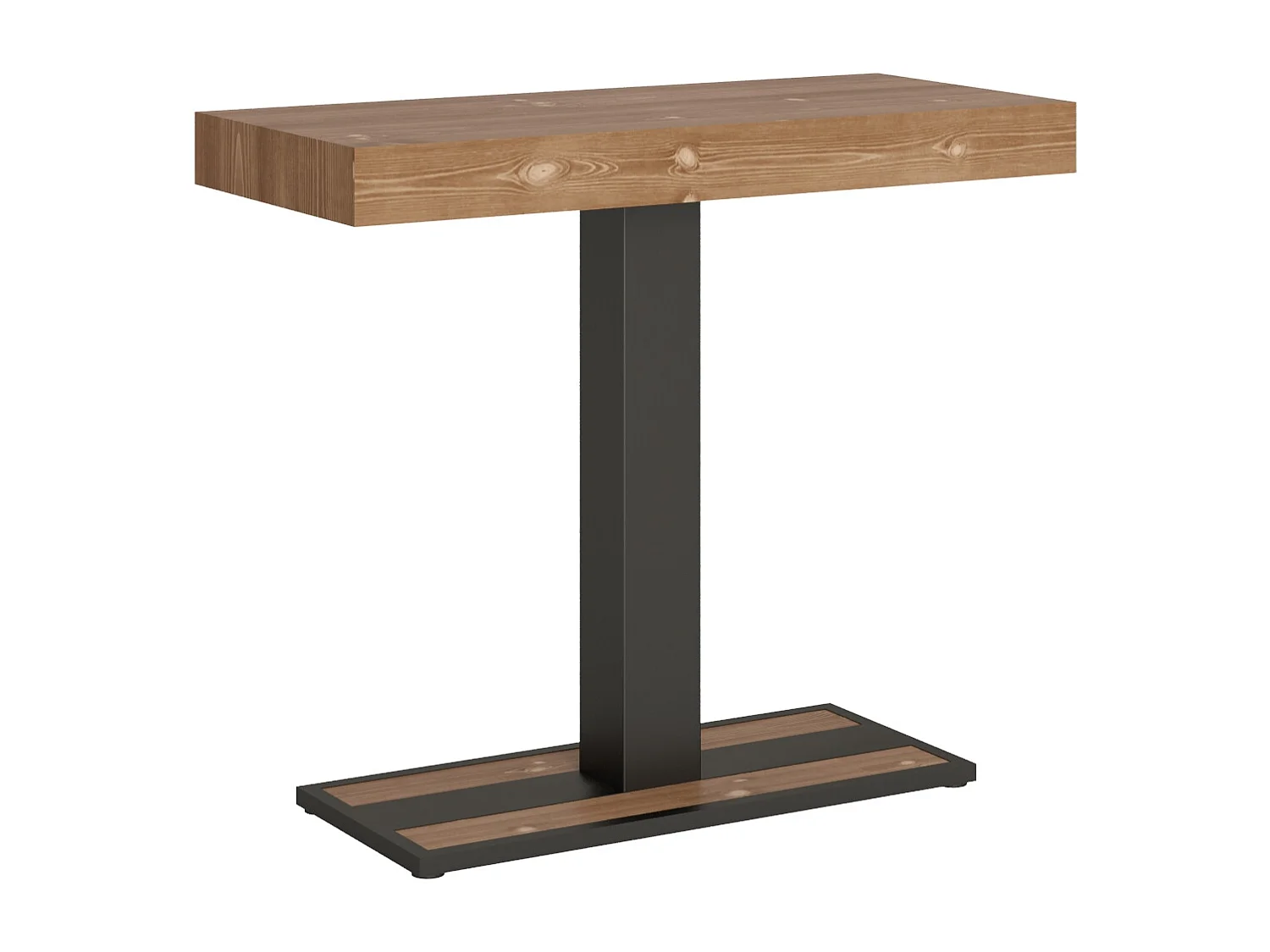 Consola extensible de abeto macizo marrón con patas de acero antracita de 40 a 190 cm Mimo - Basic-Versión Básico