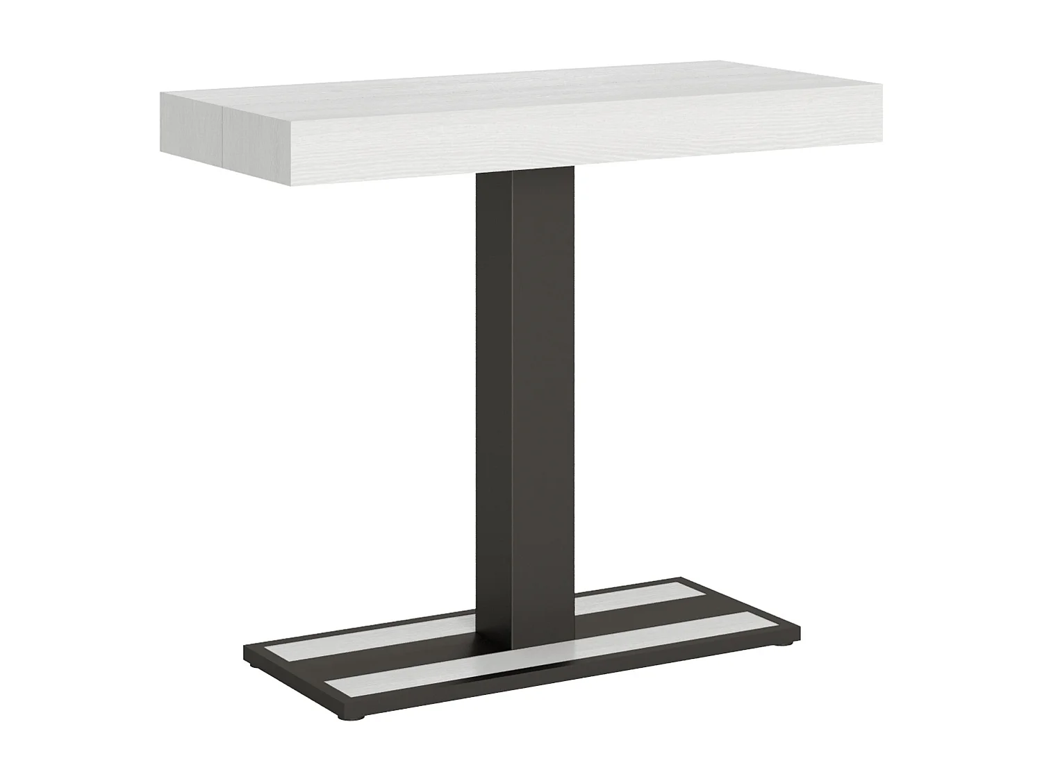 Designer uitschuifbare houten console met centrale poot Kapital 90x40/196 of 90x40/300 cm-Kleur Wit-Verlengsnoeren 3 dikke extensies